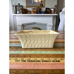 Vintage MCM White Pottery Ceramic Planter Mid Century Art Pottery Rectangle USA